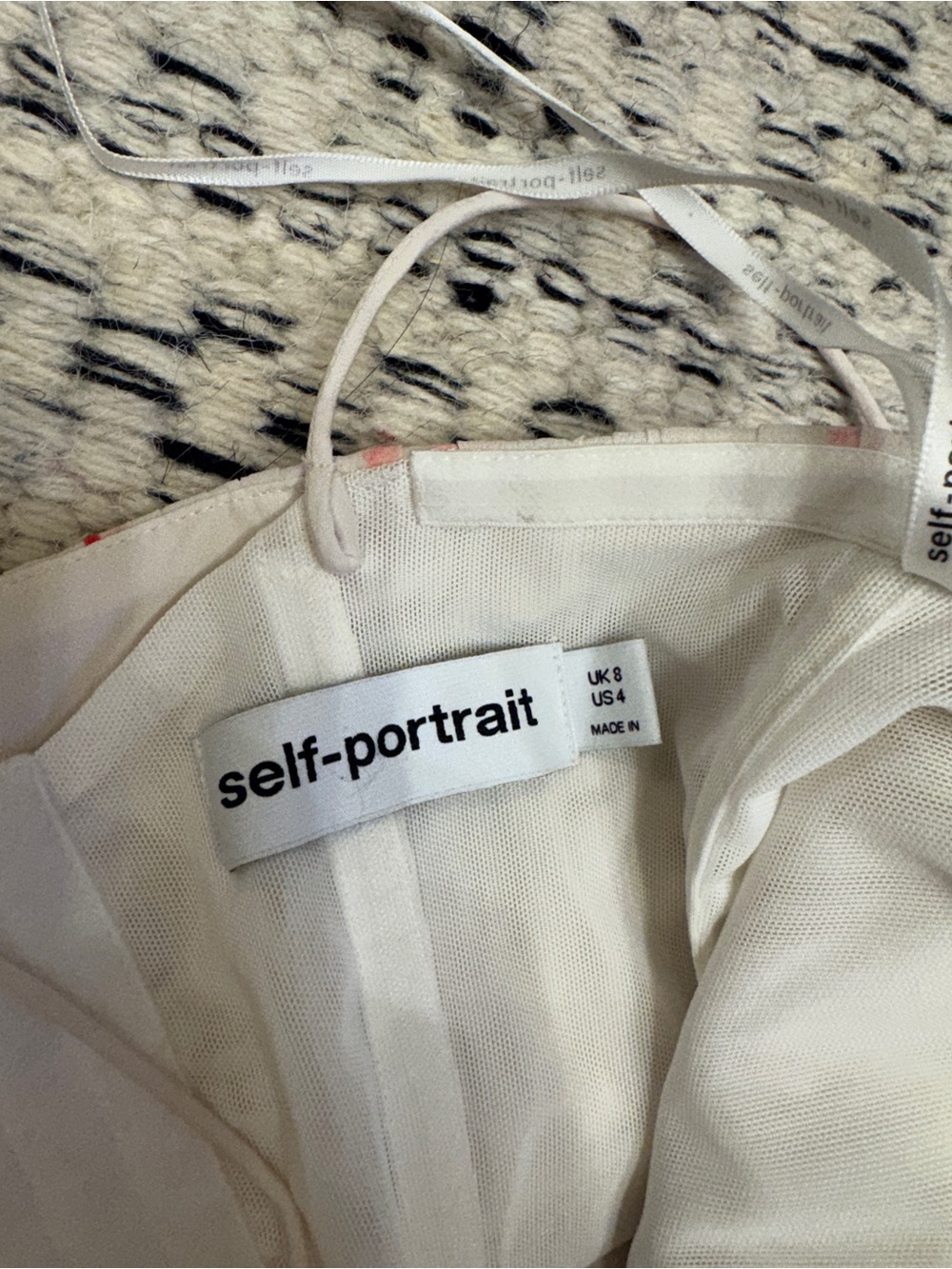 Self-Portrait White Dress with Coral Floral Print - Picture 2 of 3